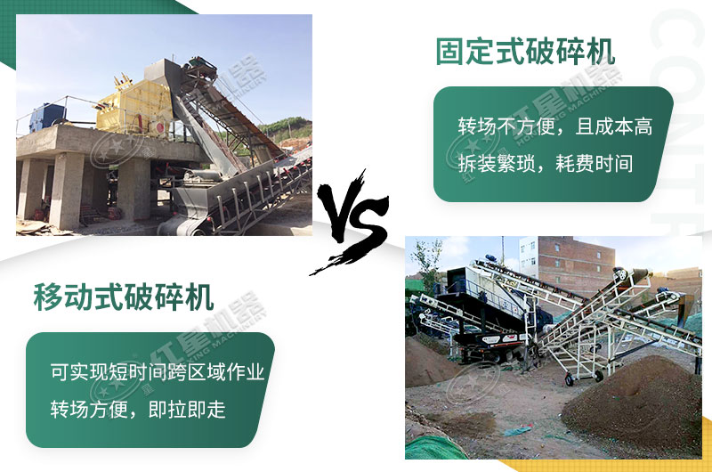 流動(dòng)粉碎石機(jī)，可以隨時(shí)轉(zhuǎn)場(chǎng)停車生產(chǎn)的破碎生產(chǎn)線
